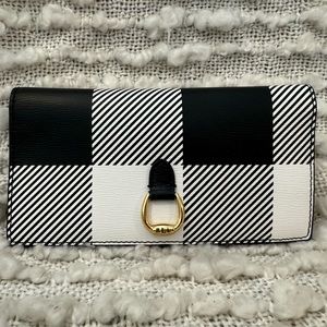 NWT!! Lauren Ralph Lauren Leather Bennington Black Gingham Wallet